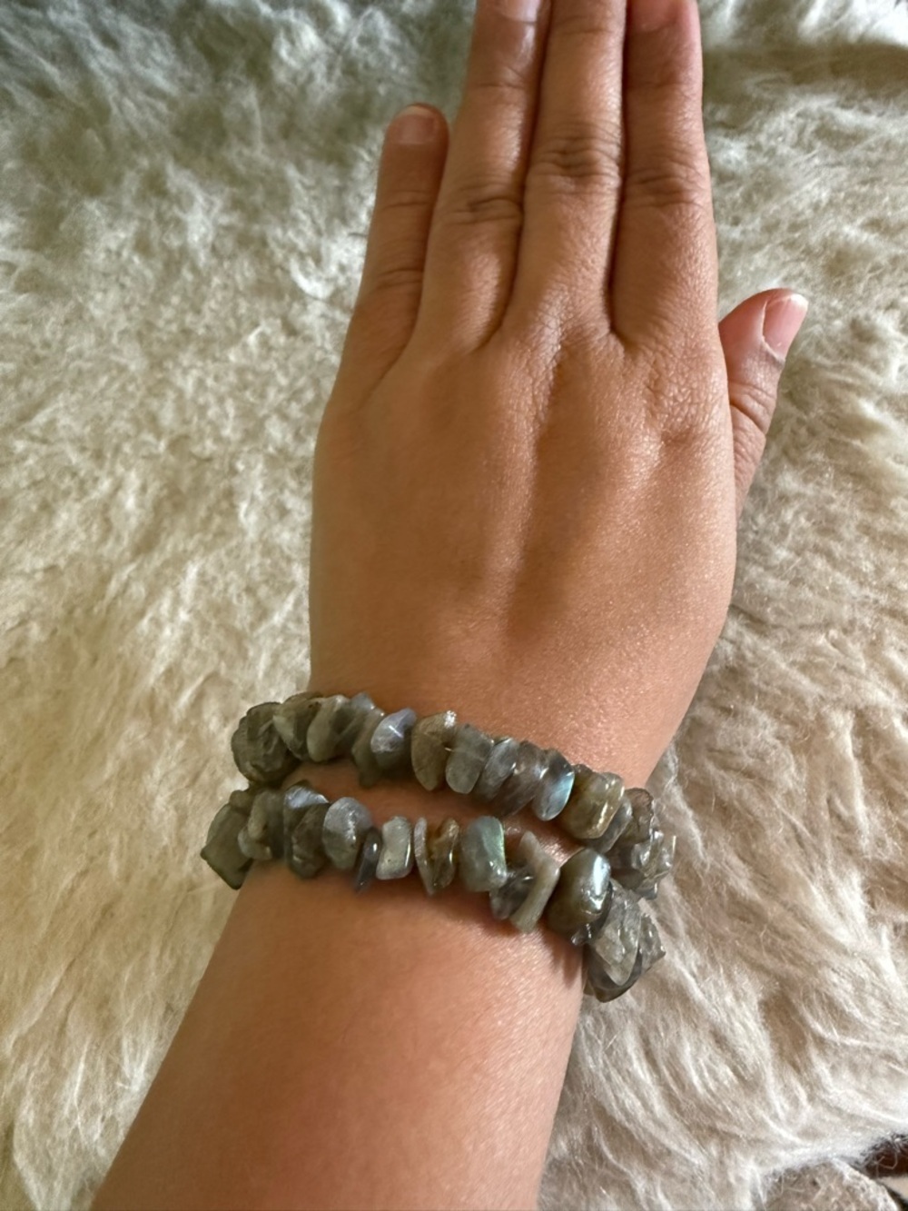 Natural 2 strand Labradorite Stone Bracelet with toggle clasp